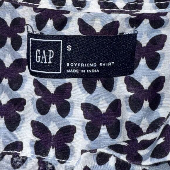 Gap Boyfriend Shirt Women's Small Multicolor Butterflies Button Up Top - Picture 5 of 8